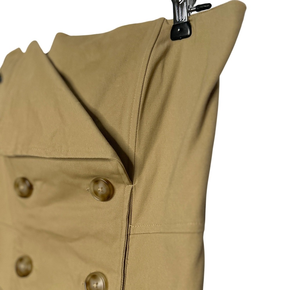 JLUXLABEL Khaki Asymmetric Belted Midi Dress M Strapless Trench Chic NWT No Belt - Picture 7 of 16